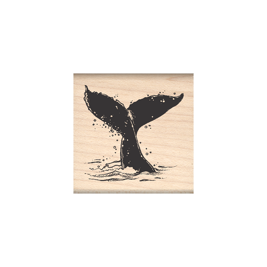 Whale Flukes Rubber Stamp 1.5" x 1.5" block