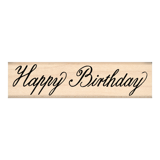 Happy Birthday Rubber Stamp .75" x 3" block