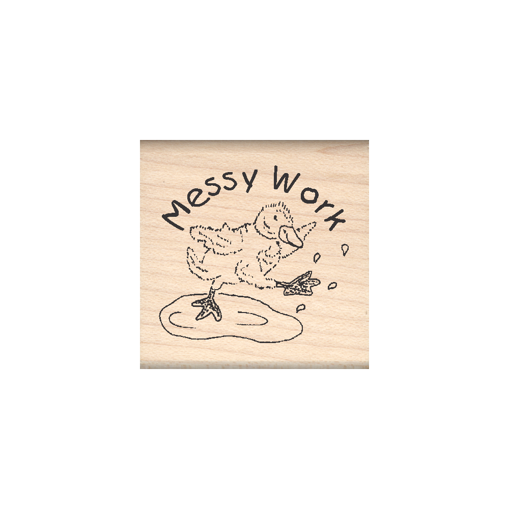 Messy Work Rubber Stamp 1.5" x 1.5" block