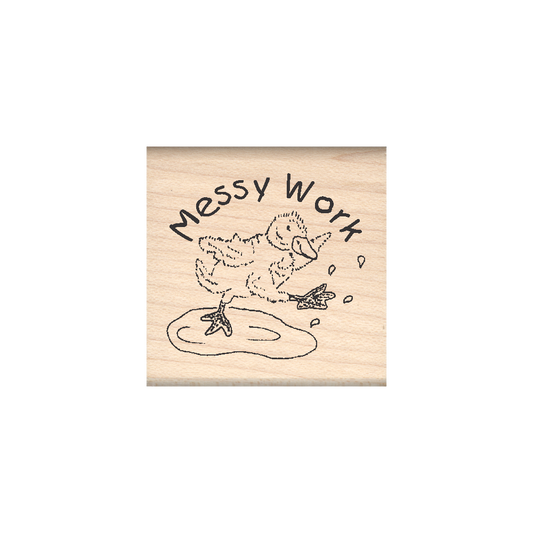 Messy Work Rubber Stamp 1.5" x 1.5" block