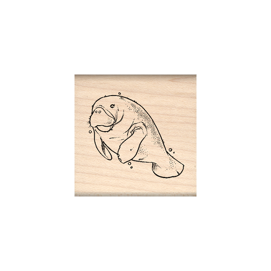 Manatee Rubber Stamp 1.5" x 1.5" block