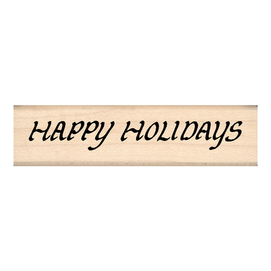 Happy Holidays Rubber Stamp .75" x 3" block