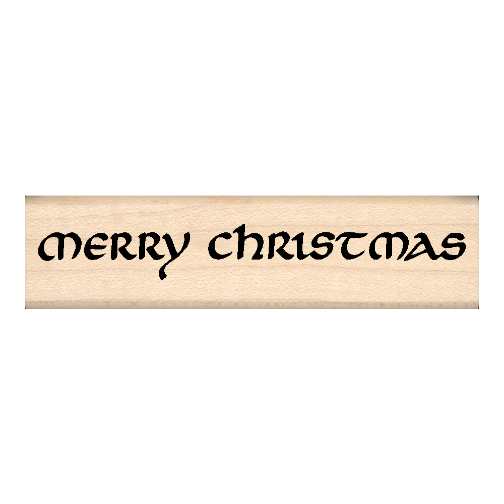 Merry Christmas Rubber Stamp .75" x 3" block
