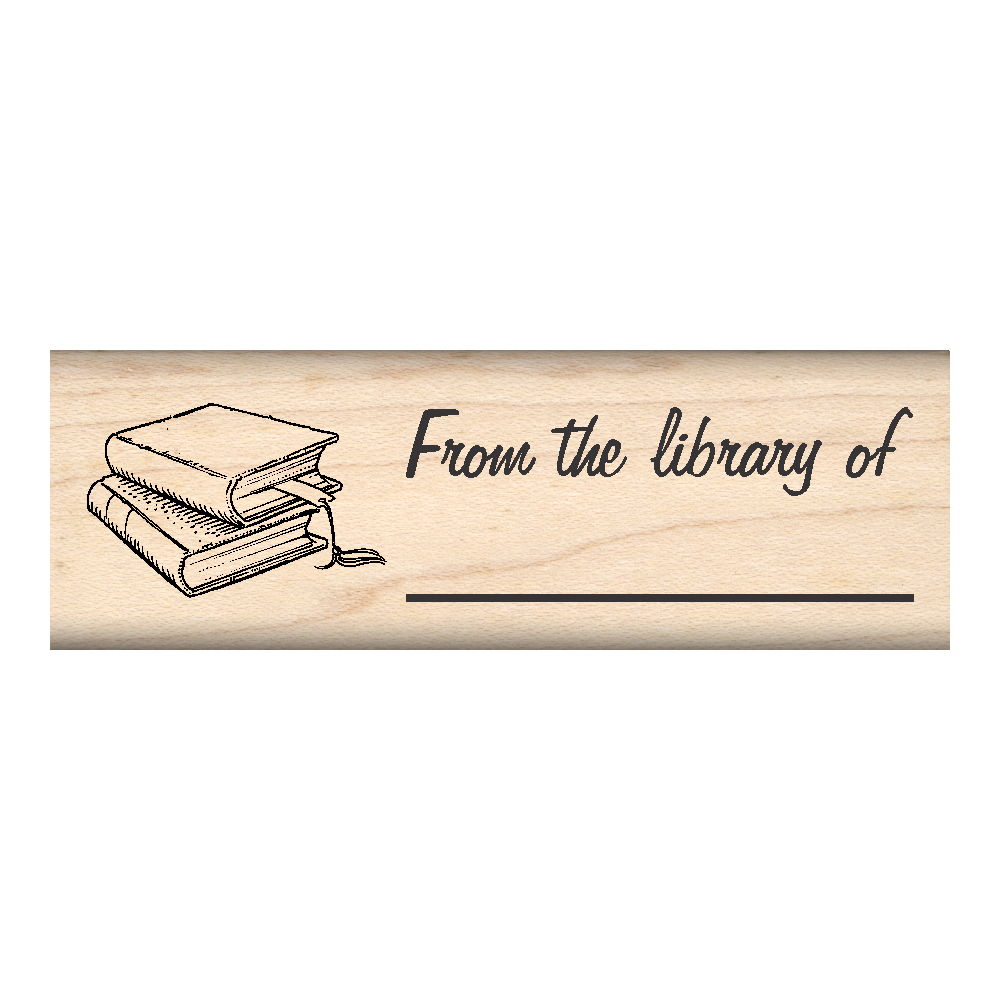 From The Library of: Bookplate Rubber Stamp 1" x 3" block