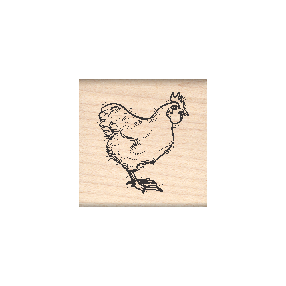 Chicken Rubber Stamp 1.5" x 1.5" block