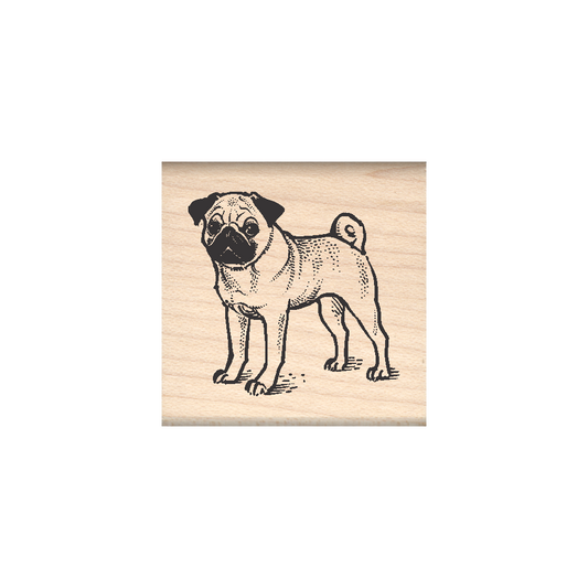 Pug Rubber Stamp 1.5" x 1.5" block