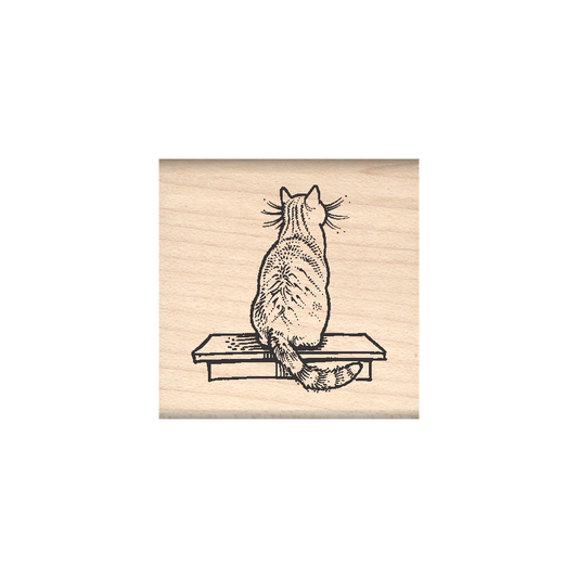 Cat Rubber Stamp 1.5" x 1.5" block