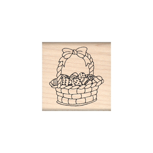 Easter Basket Rubber Stamp 1.5" x 1.5" block