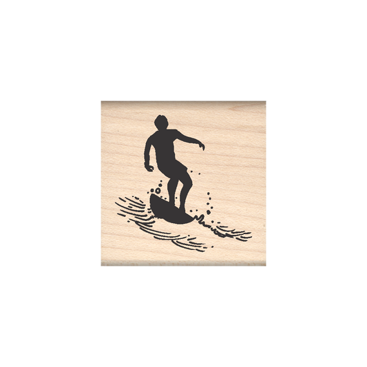 Surfer Rubber Stamp 1.5" x 1.5" block