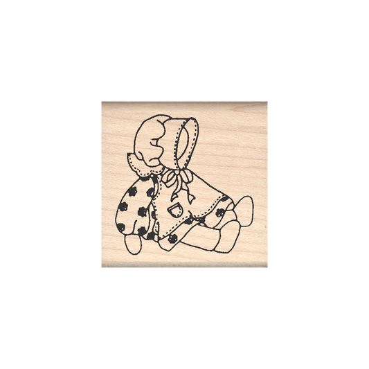 Doll Rubber Stamp 1.5" x 1.5" block