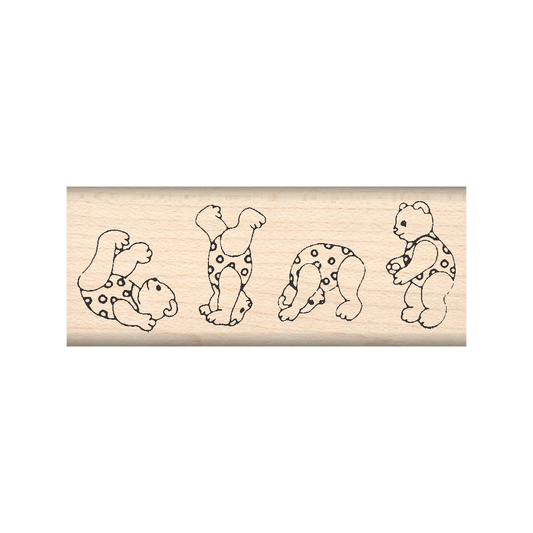Tumbling Bears Rubber Stamp 1" x 2.5" block