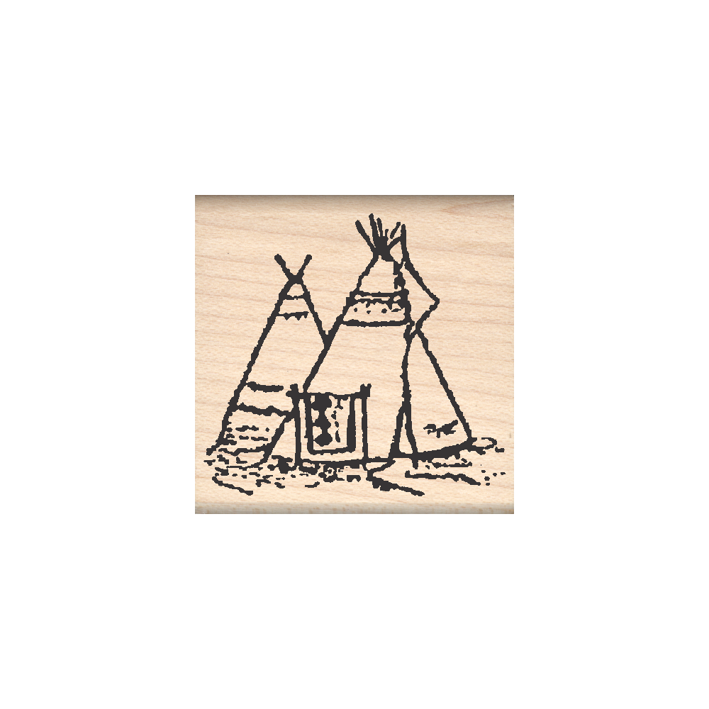 Tepees Rubber Stamp 1.5" x 1.5" block