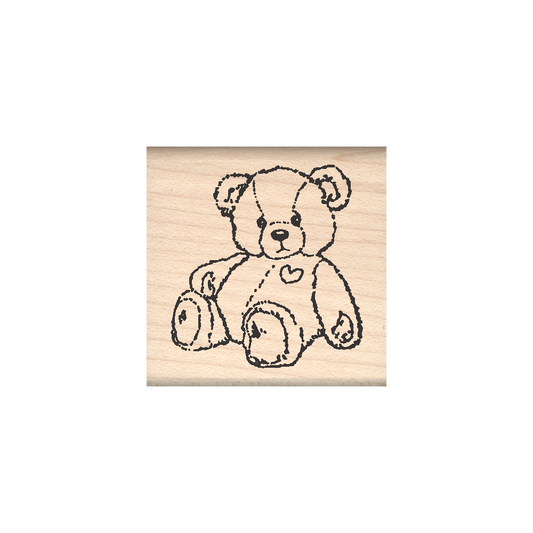 Heart Bear Rubber Stamp 1.5" x 1.5" block