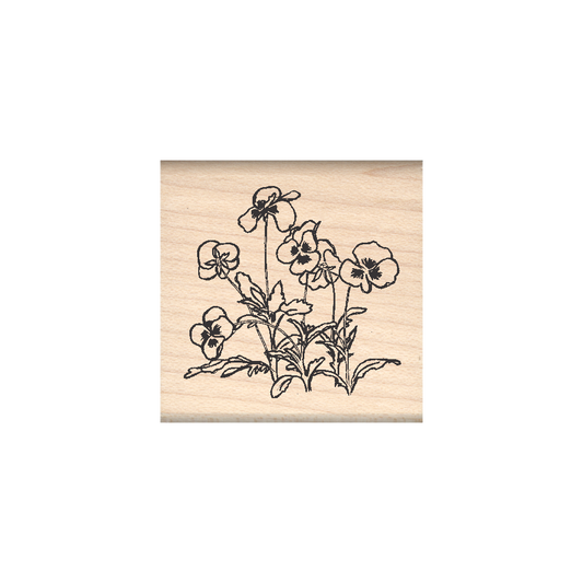Pansies Rubber Stamp 1.5" x 1.5" block