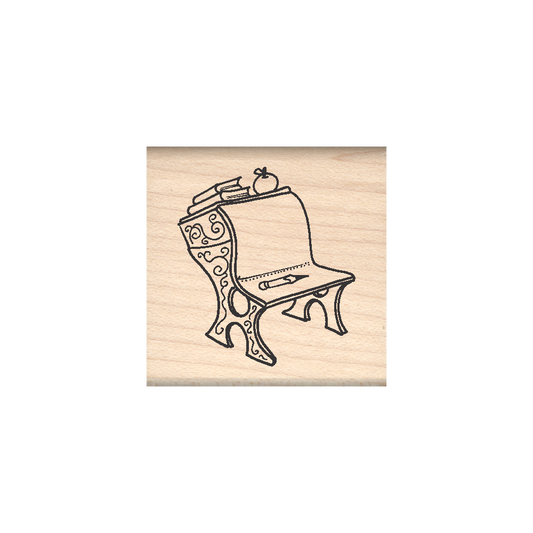 School Desk Rubber Stamp 1.5" x 1.5" block