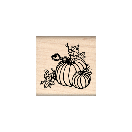 Pumpkins, Autumn, Fall, Halloween Rubber Stamp 1.5" x 1.5" block