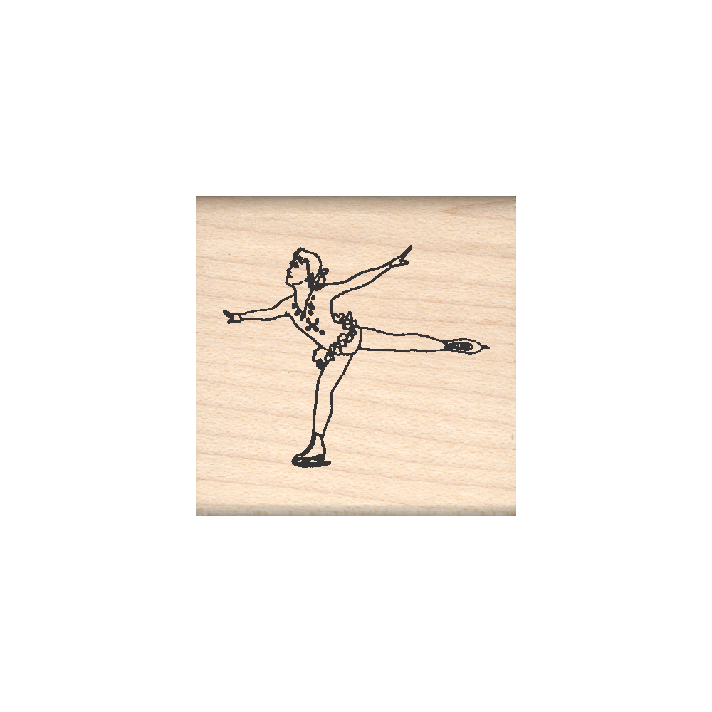 Ice Skating Rubber Stamp 1.5" x 1.5" block