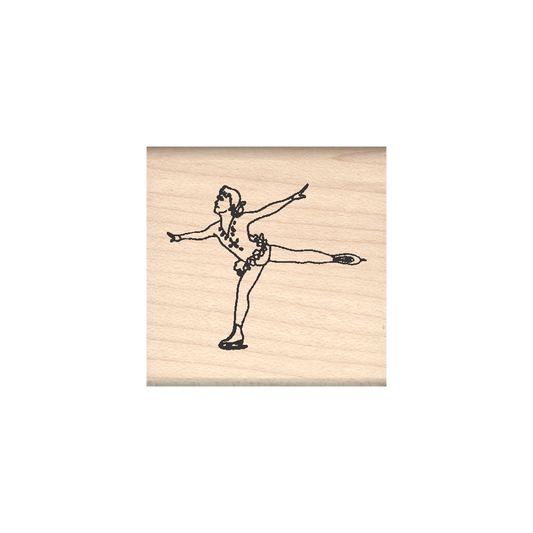 Ice Skating Rubber Stamp 1.5" x 1.5" block