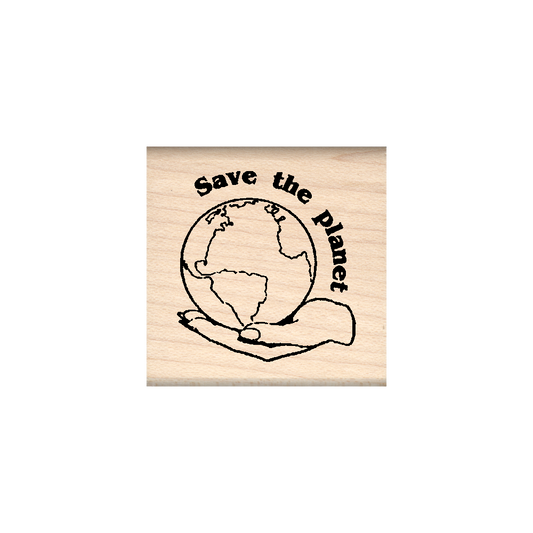 Save The Planet Rubber Stamp 1.5" x 1.5" block