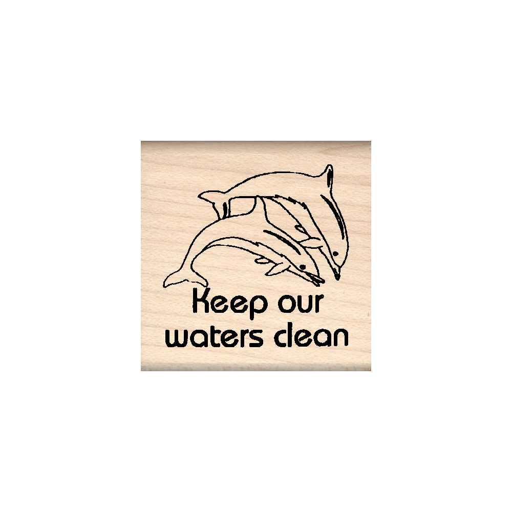 Keep Our Waters Clean Rubber Stamp 1.5" x 1.5" block