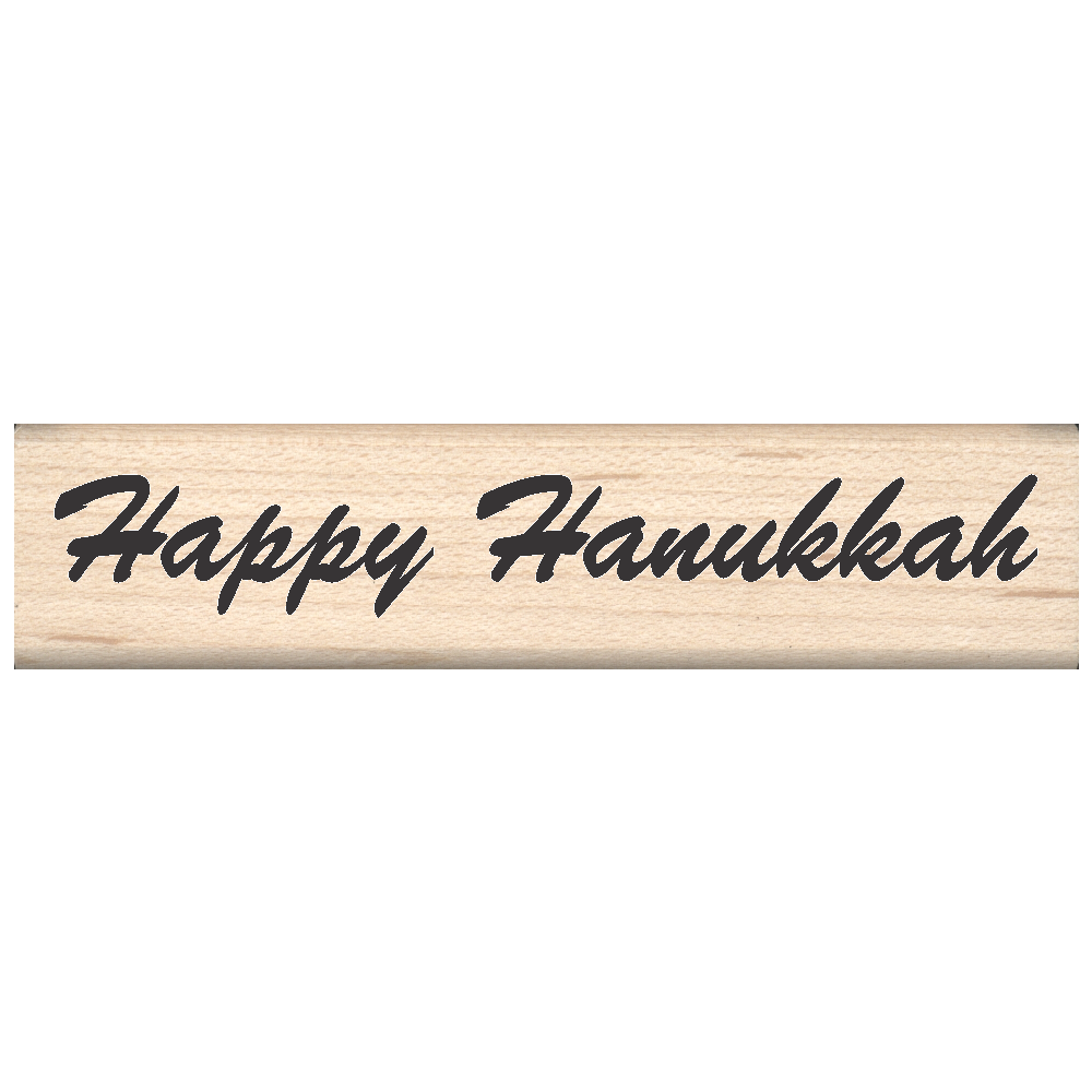 Happy Hanukkah Rubber Stamp (English) .75" x 3" block