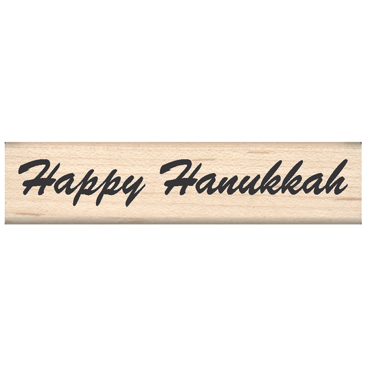 Happy Hanukkah Rubber Stamp (English) .75" x 3" block