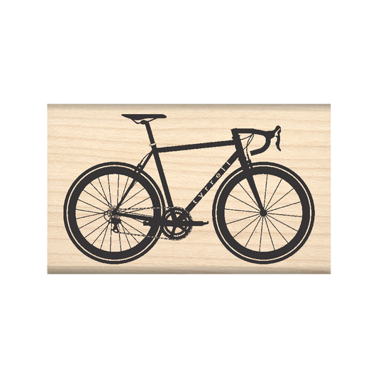 Road Race Bicycle Rubber Stamp 1.5" x 2.5" block