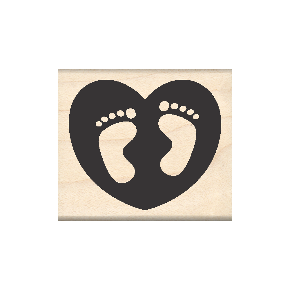 Baby Feet in Heart Rubber Stamp 1.75" x 2" block