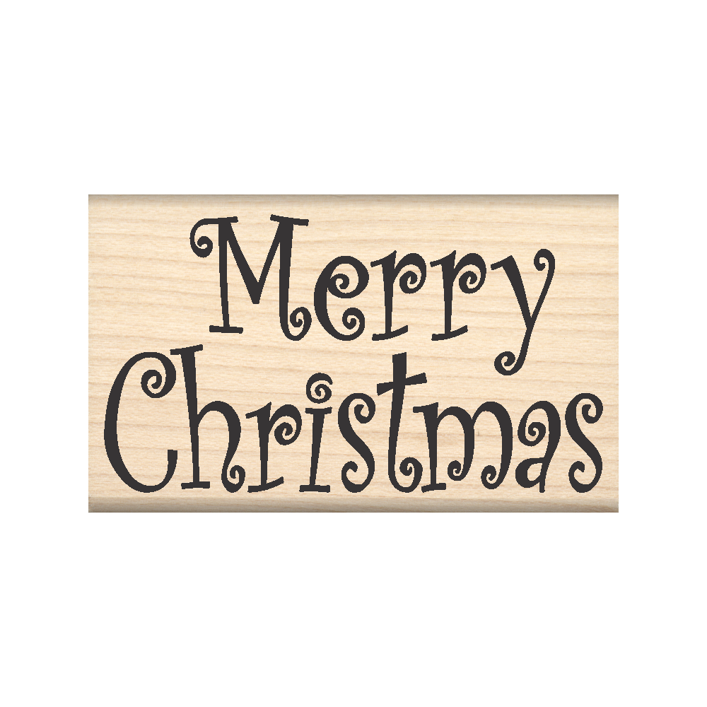 Merry Christmas Rubber Stamp 1.5" x 2.5" block