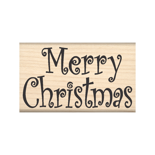 Merry Christmas Rubber Stamp 1.5" x 2.5" block