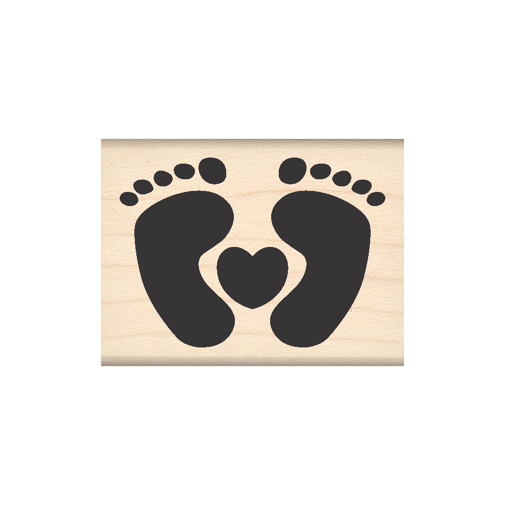 Heart with Feet Rubber Stamp 1.5" x 2" block