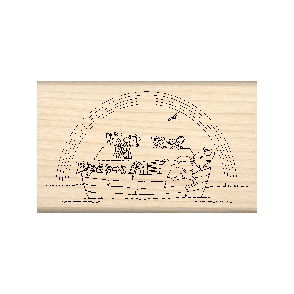 Noah's Ark Rubber Stamp 1.5" x 2.5" block