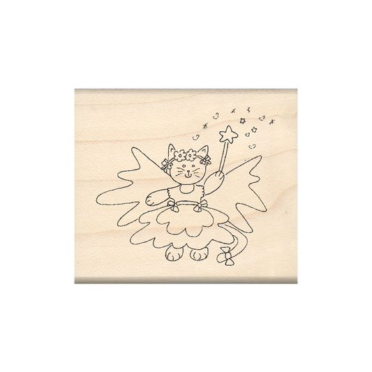 Cat Fairy Rubber Stamp 1.75" x 2" block