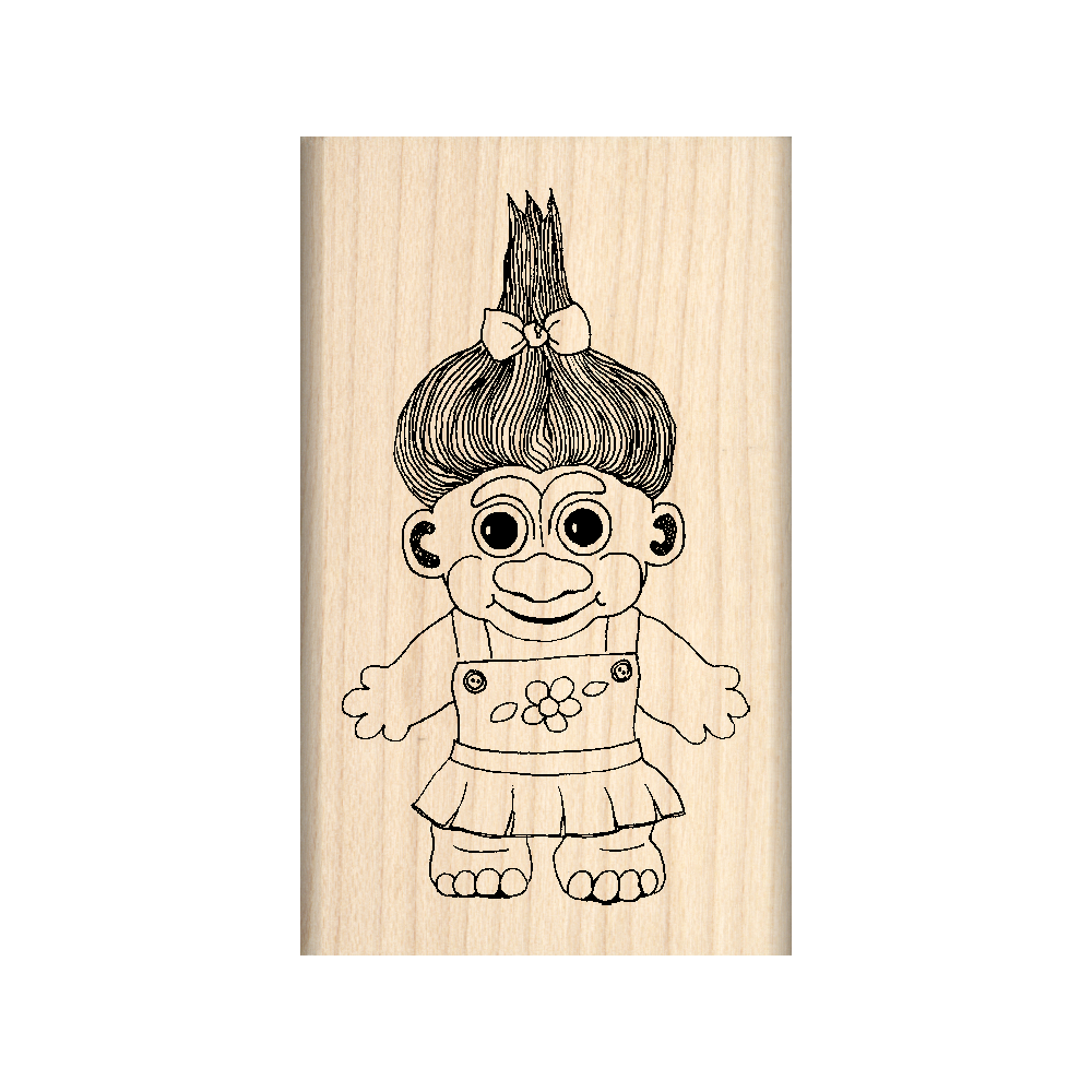 Troll Girl Rubber Stamp 1.5" x 2.5" block