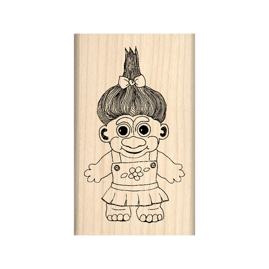 Troll Girl Rubber Stamp 1.5" x 2.5" block