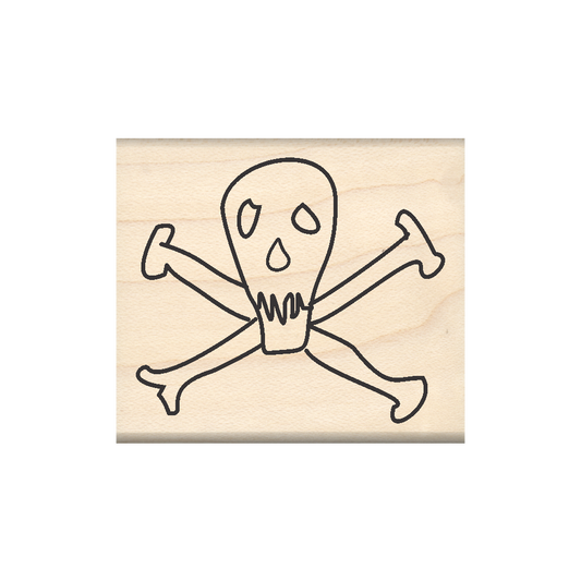 Skull and Crossbones Rubber Stamp 1.75" x 2" block