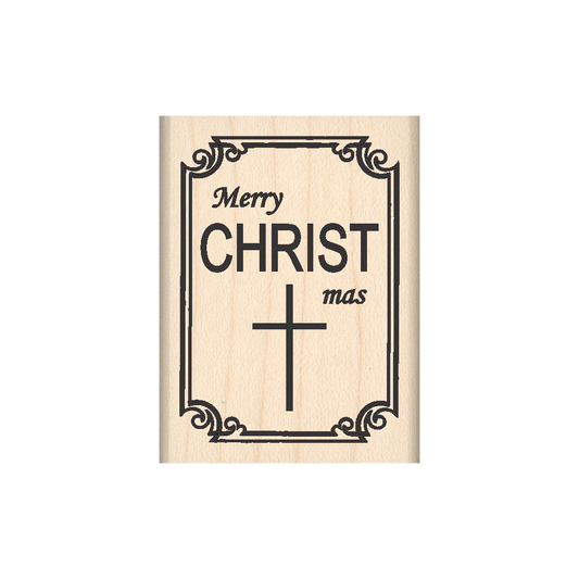 Merry CHRIST mas Rubber Stamp  1.5" x 2" block