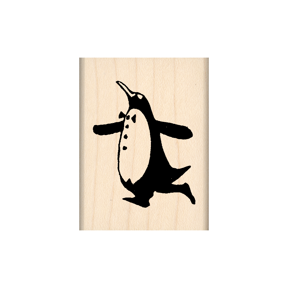 Dancing Penguin Rubber Stamp 1.5" x 2" block