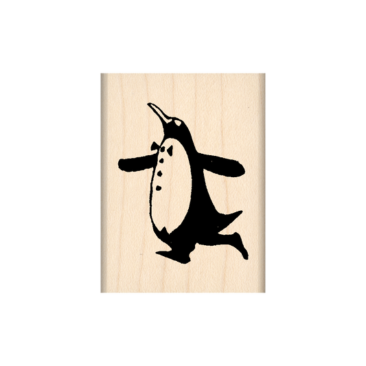 Dancing Penguin Rubber Stamp 1.5" x 2" block