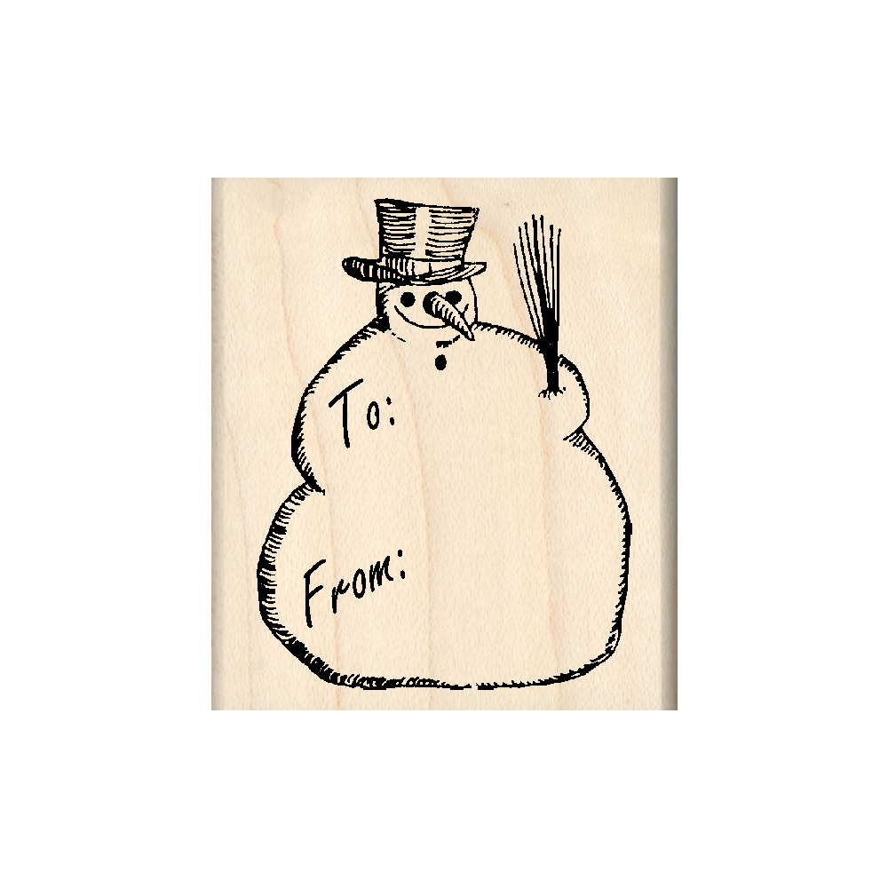 to: from: Snowman Rubber Stamp 1.75" x 2" block