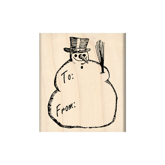 to: from: Snowman Rubber Stamp 1.75" x 2" block