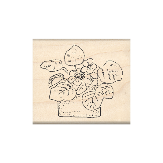 Flower Pot Rubber Stamp 1.75" x 2" block