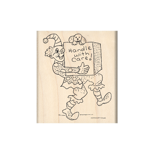 Handle with Care Rubber Stamp 1.75" x 2" block