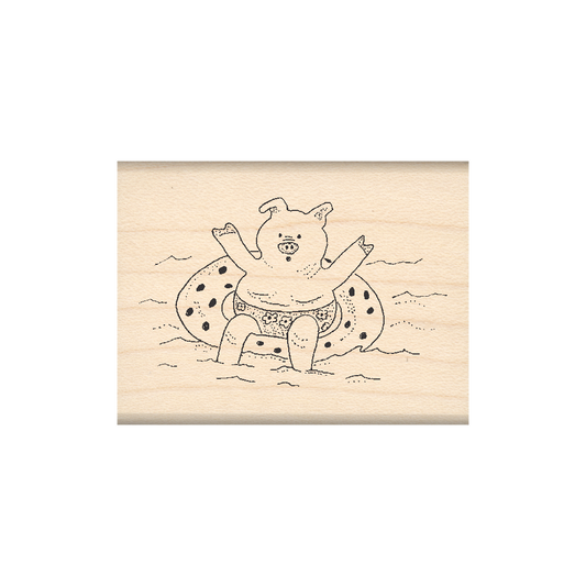 Pig Rubber Stamp 1.5" x 2" block