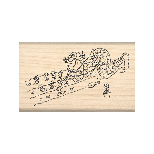 Clown Gardener Rubber Stamp 1.5" x 2.5" block
