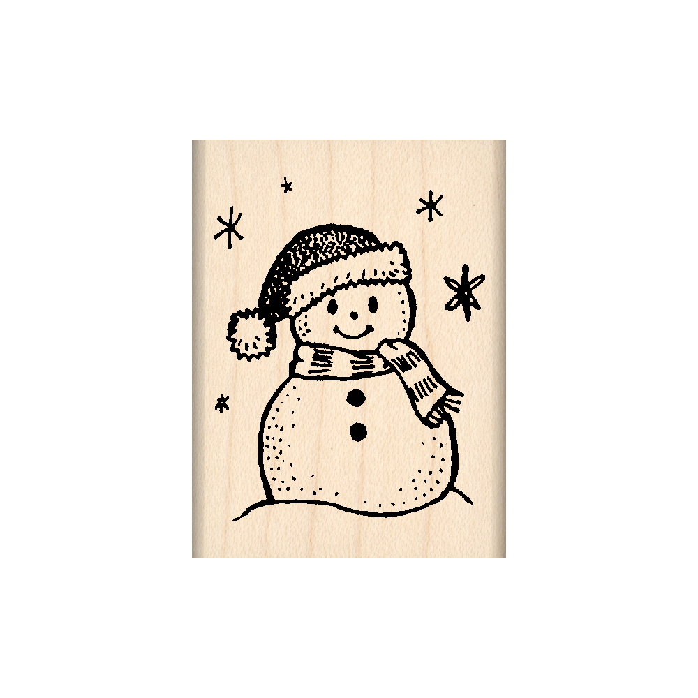 Snowman Rubber Stamp 1.5" x 2" block