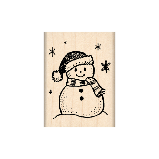 Snowman Rubber Stamp 1.5" x 2" block