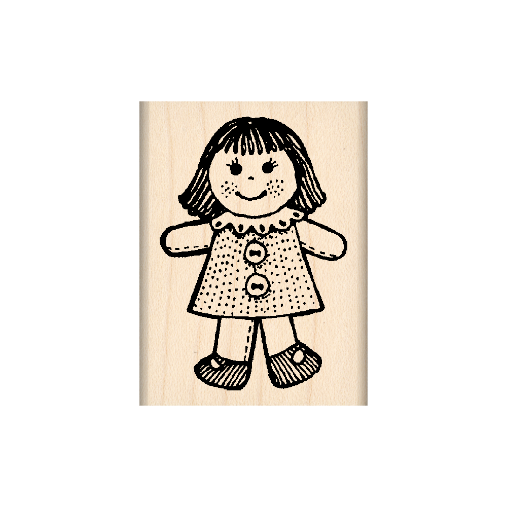 Doll Rubber Stamp 1.5" x 2" block