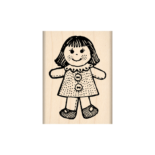 Doll Rubber Stamp 1.5" x 2" block