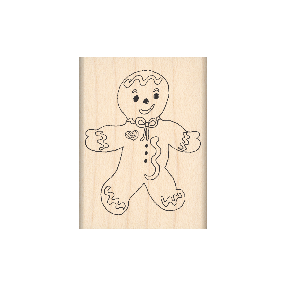 Gingerbread Man Rubber Stamp 1.5" x 2" block